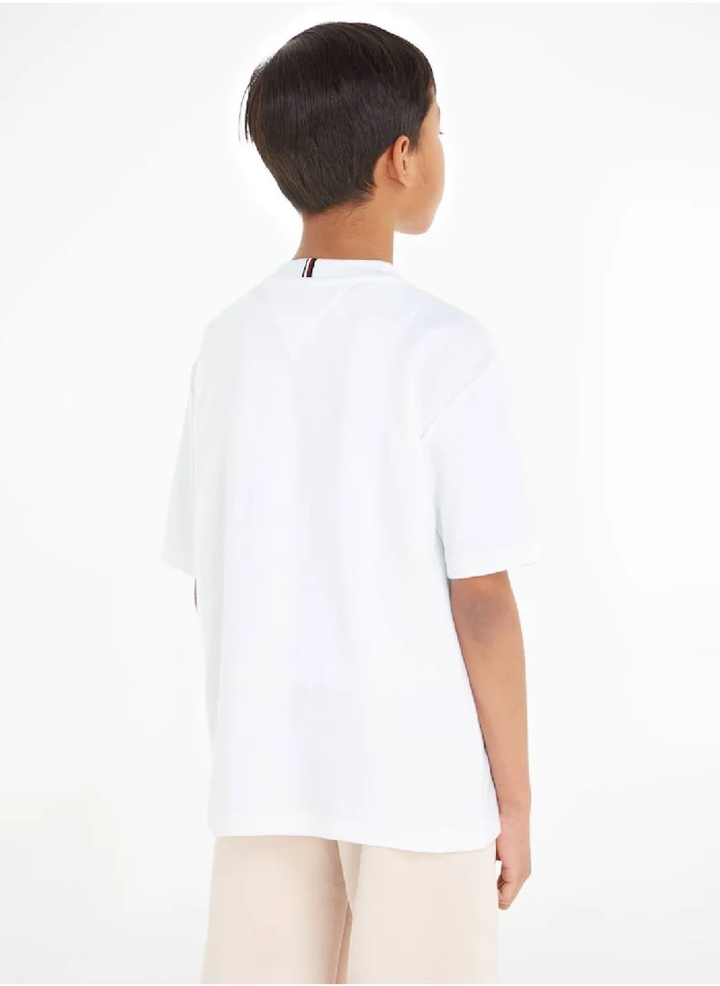 تومي هيلفيغر Boys' Short Sleeves T-Shirt - Cotton, White