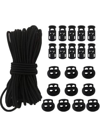 20pcs Plastic Cord Locks with 18Inch 50ft Elastic Cord Heavy Stretch Round String 10Pcs SingHole 10pcs DoubleHole Spring Toggle Stopper Slider Black 3mmBlack - pzsku/Z926530117DB2231D9C31Z/45/1749491919/4cd81cd0-e44a-4aac-840f-4ff732710771