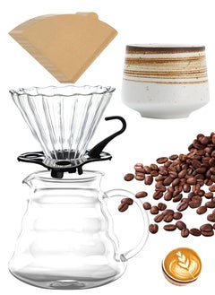 Generic V60 Pour Over Coffee Maker Set, Glass Coffee Maker with Filter Paper and Ceramic Coffee Mug  - Image 1