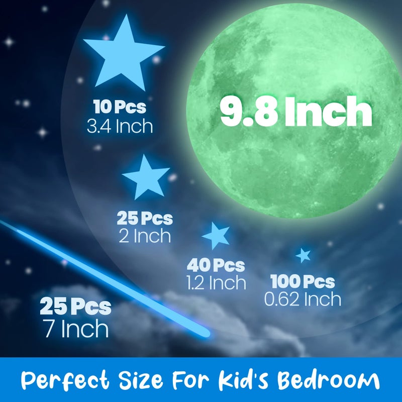 LIDERSTAR Glow in The Dark Stars and Moon for Ceiling, Luminous Star and Moon Wall Decal, Wall Decor, Sticky Fluorescence Stars, Gift for boy and Girl Perfect for Kids Nursery Bedroom Living Room(Blue) - Image 2