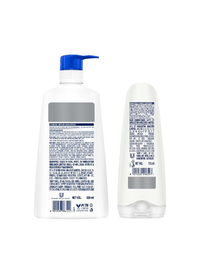 دوف شامبو دوف لإصلاح الشعر المكثف 650 مل وبلسم دوف لإصلاح الشعر المكثف 175 مل، مجموعة | غني بمكونات الكيراتين لتنعيم الشعر الجاف والمجعد - يعالج الشعر التالف بعمق للرجال والنساء - Image 2