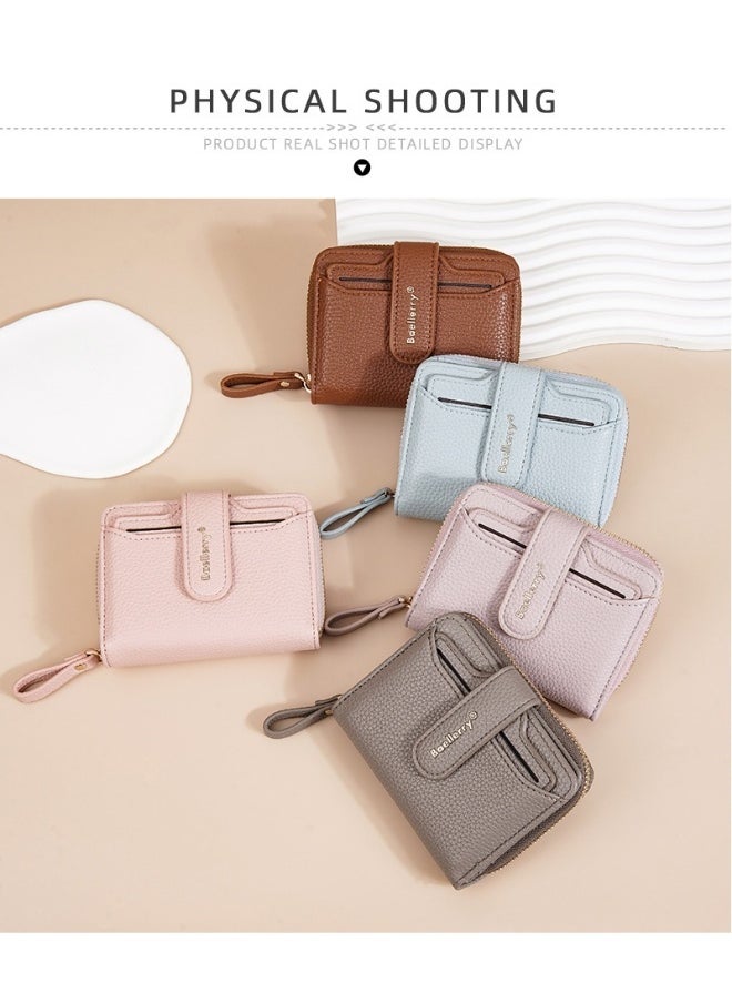 baellerry Korean Women's Purse Short Fashion Button Multi-card Wallet Advanced Sense Coin Wallet  - Image 2