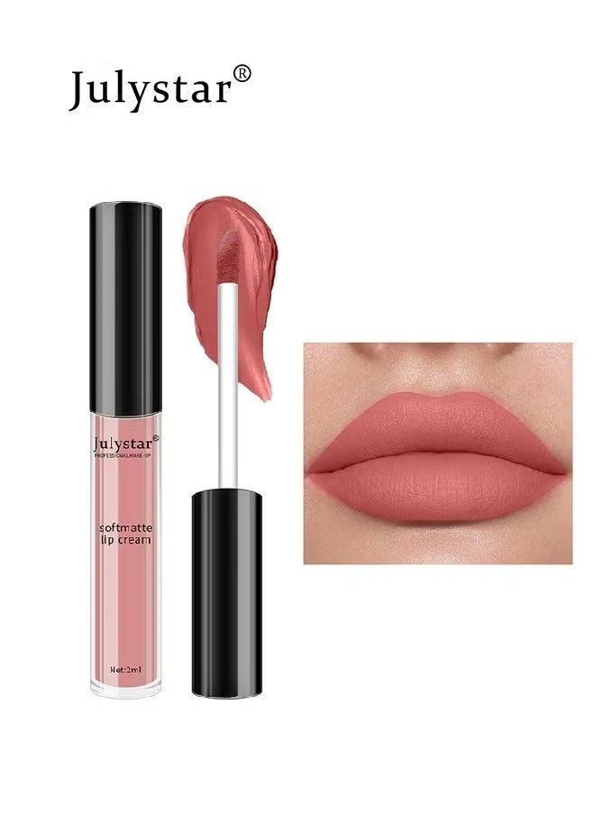 Julystar Soft Matte Lip,Liquid Matte Nude Lipstick-Lip Stain Makeup For Women 24 Hours Lipstick Long Lasting Portable Multi Use Lipstick（#02）  - Image 1