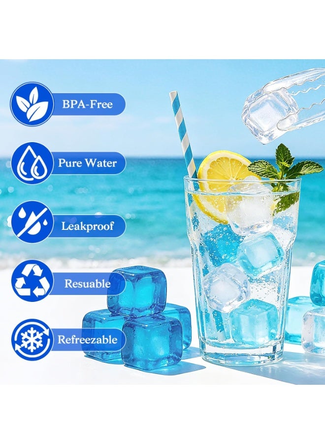 48 Pack Reusable Ice Cubes for Drinks, Plastic Ice Cube Chillers for Cocktails, Juice, Coffee and Cold Beverages, Summer Drink Accessories for Kitchen and Bar - Image 2