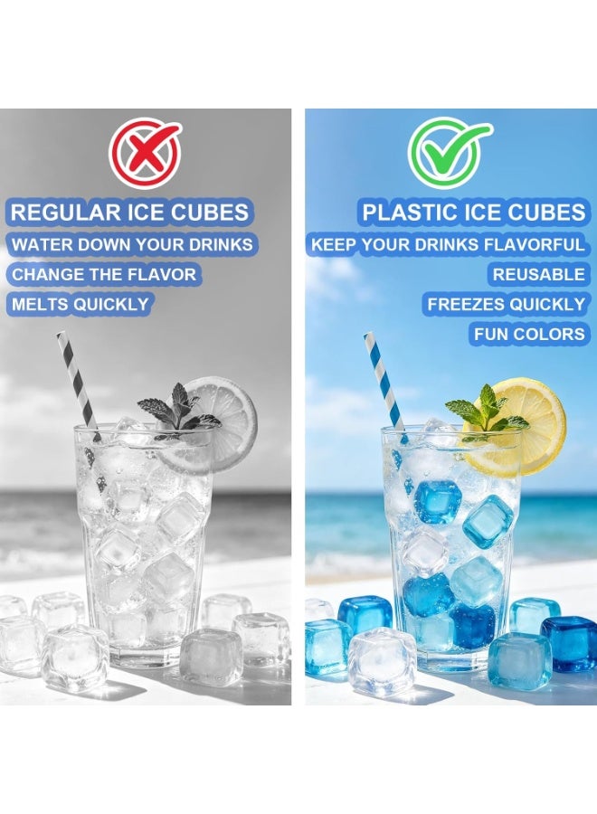 48 Pack Reusable Ice Cubes for Drinks, Plastic Ice Cube Chillers for Cocktails, Juice, Coffee and Cold Beverages, Summer Drink Accessories for Kitchen and Bar - Image 3