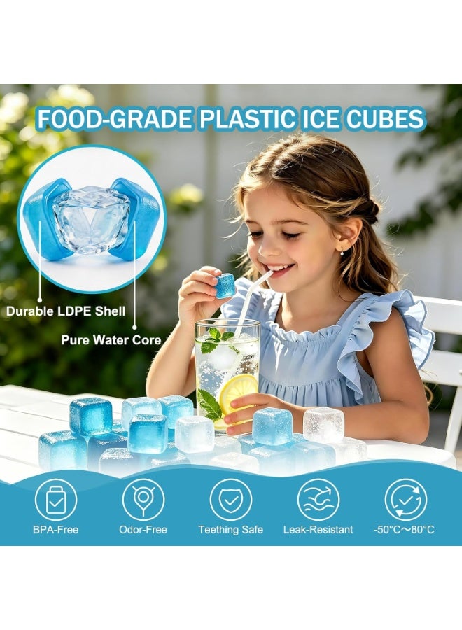 48 Pack Reusable Ice Cubes for Drinks, Plastic Ice Cube Chillers for Cocktails, Juice, Coffee and Cold Beverages, Summer Drink Accessories for Kitchen and Bar - Image 4