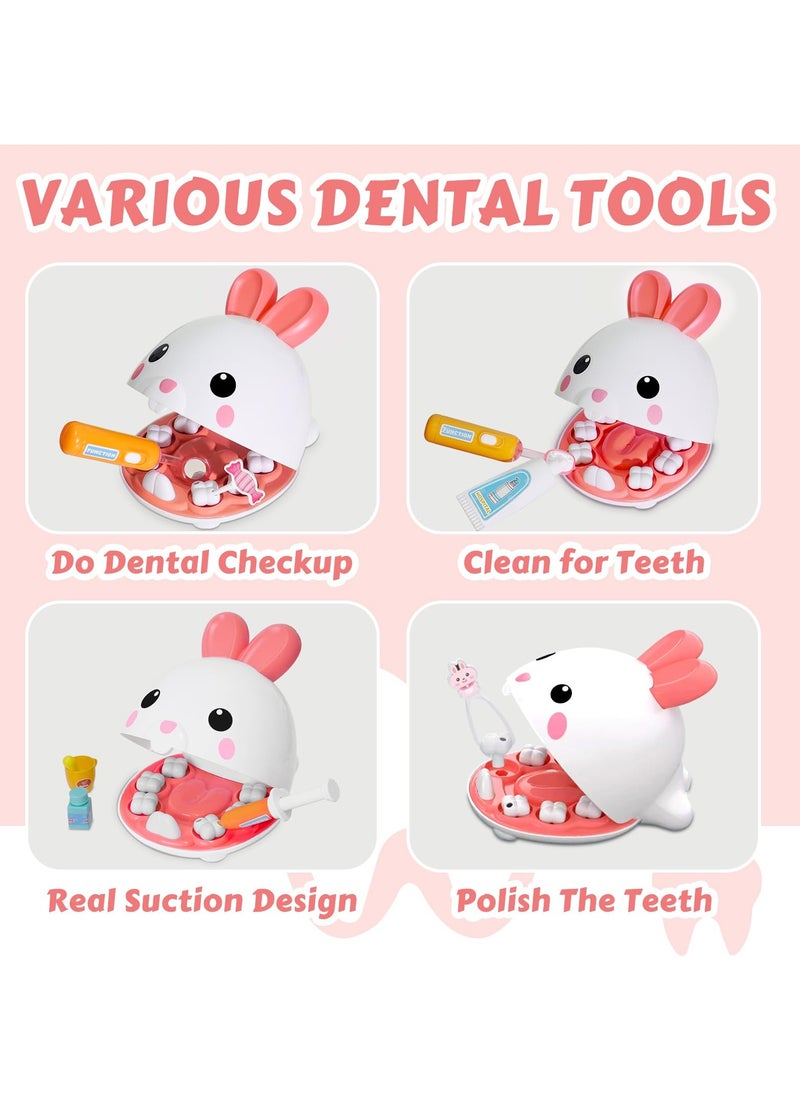 SYOSI - Dentist Kit for Kids - 31 Pcs Doctor Kit for Toddlers 3 - 5 Pretend Play Kit Toys, with Medical Costume & Dental Set, Pink Dentist Pretend Play Gift for Girls - Image 1