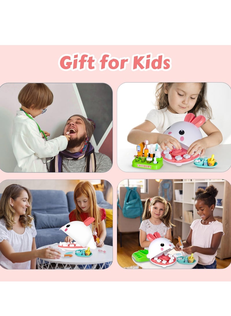 SYOSI - Dentist Kit for Kids - 31 Pcs Doctor Kit for Toddlers 3 - 5 Pretend Play Kit Toys, with Medical Costume & Dental Set, Pink Dentist Pretend Play Gift for Girls - Image 1