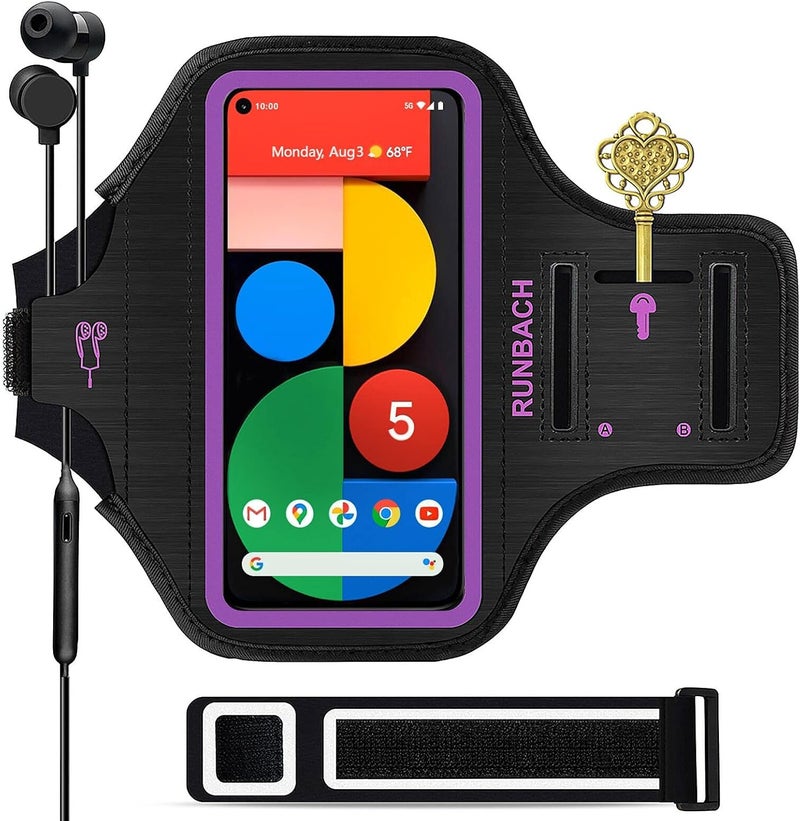 RUNBACH Running Armband for Google Pixel 8/7/6/6 Pro/5a/4XL/3a XL/3 XL, Running Exercise Case with Card Slot for Pixel (Purple) - Image 1