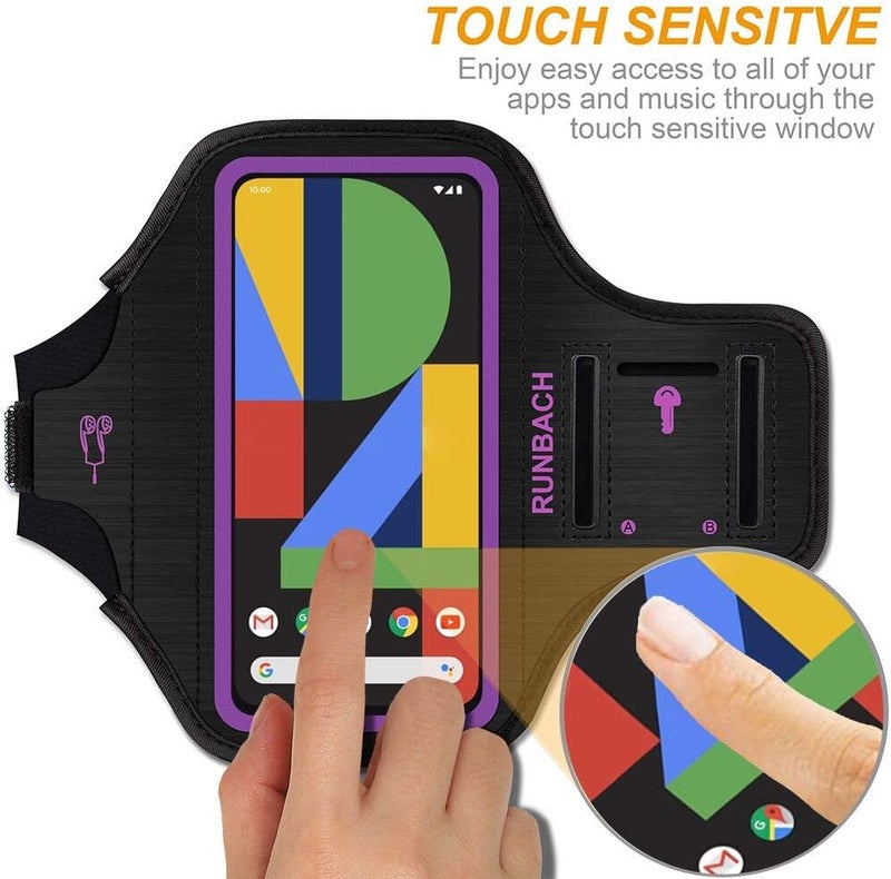 RUNBACH Running Armband for Google Pixel 8/7/6/6 Pro/5a/4XL/3a XL/3 XL, Running Exercise Case with Card Slot for Pixel (Purple) - Image 3