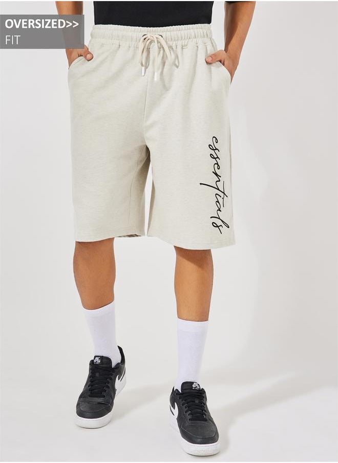 Styli Essentials Print Oversized Cotton Shorts  - Image 1
