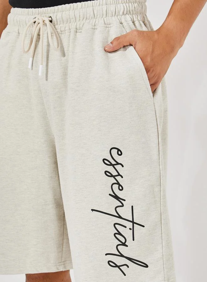 Styli Essentials Print Oversized Cotton Shorts