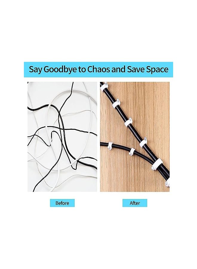 PROMASS Mini Skater 16mm Nylon Steel Nail in Circle Ethernet Cable Clips Cord Holder Wire Management, Pack of 200 (100 Black+100 White) - Image 4