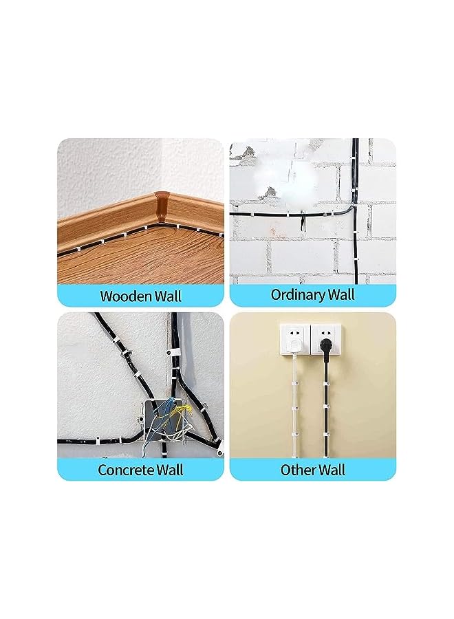 PROMASS Mini Skater 16mm Nylon Steel Nail in Circle Ethernet Cable Clips Cord Holder Wire Management, Pack of 200 (100 Black+100 White) - Image 5