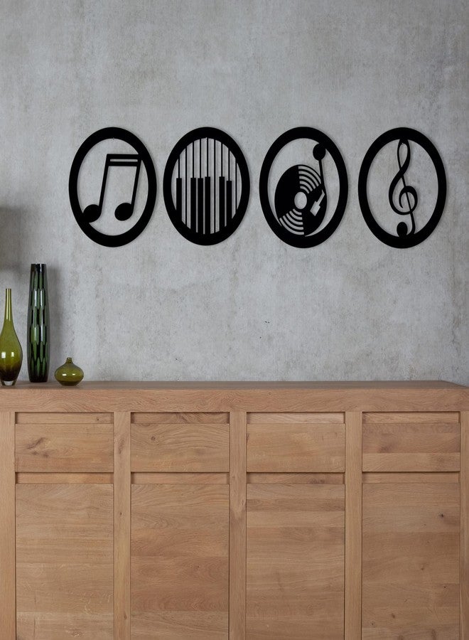 Craftter ديكور جداري من خشب MDF على شكل رموز موسيقية من كرافتير | مجموعة من 4 منحوتات جدارية موسيقية للمنزل، المكتب، غرفة النوم، غرفة المعيشة | معلقات جدارية عصرية مستوحاة من الموسيقى لمحبي الموسيقى - Image 2