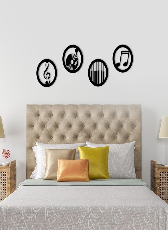 Craftter ديكور جداري من خشب MDF على شكل رموز موسيقية من كرافتير | مجموعة من 4 منحوتات جدارية موسيقية للمنزل، المكتب، غرفة النوم، غرفة المعيشة | معلقات جدارية عصرية مستوحاة من الموسيقى لمحبي الموسيقى - Image 1
