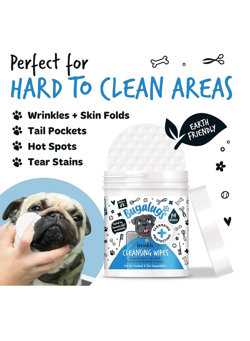 BUGALUGS Wrinkle Dog Wipes for pawly skin100 Biodegradable dog grooming pet wipes Use as Dog ear wipes dog eye wipes dog face wipes Paw and Bum wipes for puppy dogs and cat grooming - Image 3