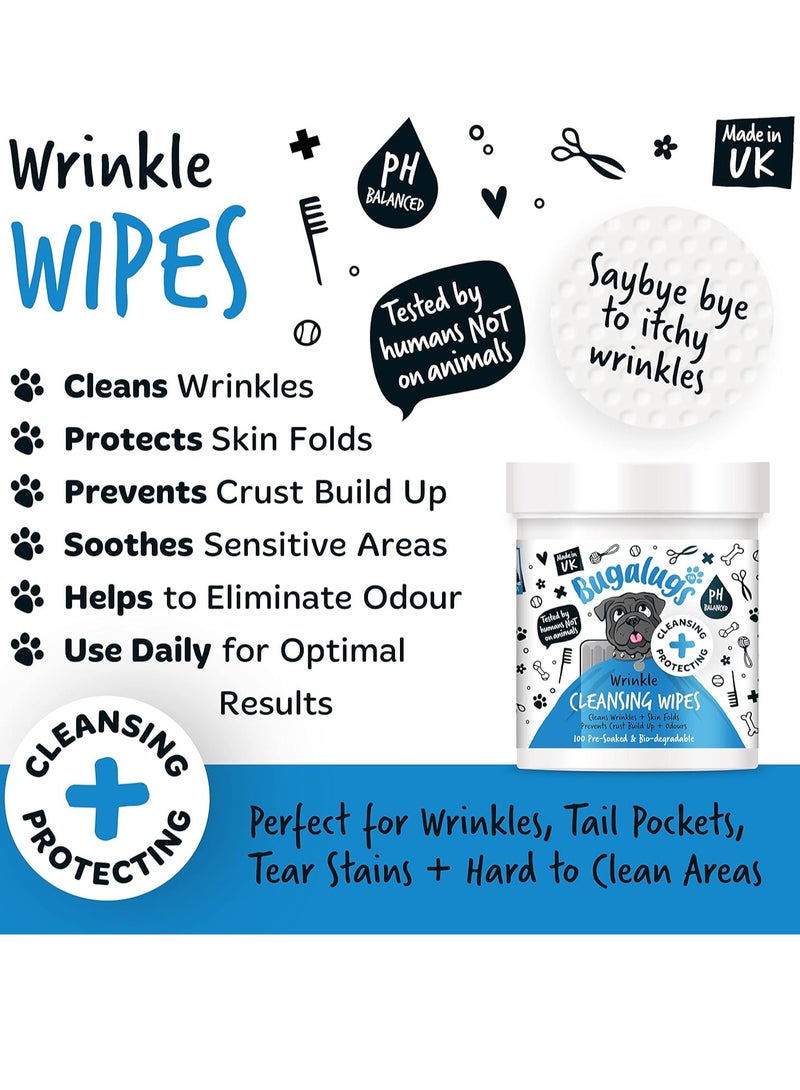 BUGALUGS Wrinkle Dog Wipes for pawly skin100 Biodegradable dog grooming pet wipes Use as Dog ear wipes dog eye wipes dog face wipes Paw and Bum wipes for puppy dogs and cat grooming - Image 4