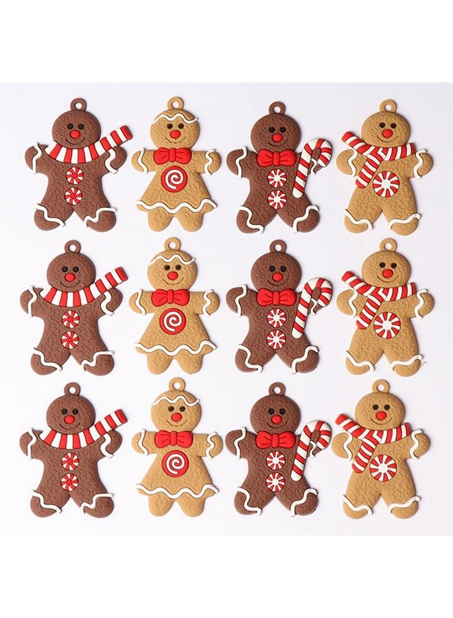 Doneace Christmas Ornaments Gingerbread Man Ornaments for Christmas Tree Decorations 12PCS Gingerman Hanging Christmas Tree Ornaments for Christmas Craft Supplies Holiday Decor - Image 1