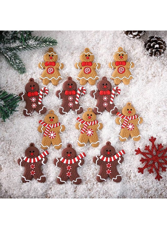 Doneace Christmas Ornaments Gingerbread Man Ornaments for Christmas Tree Decorations 12PCS Gingerman Hanging Christmas Tree Ornaments for Christmas Craft Supplies Holiday Decor - Image 5