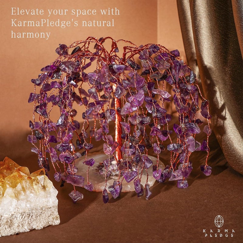 KARMAPLEDGE Amethyst Crystal Tree of Life Chakra Healing, Home and Office Desk Decor, Feng Shui Bonsai Trees for Postive Energy, Money, Good Luck, Christmas Decor, Spiritual Birthday Gifts for Women, Mom - Image 4