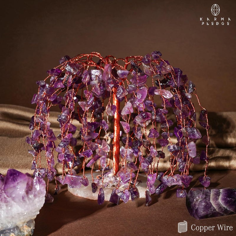 KARMAPLEDGE Amethyst Crystal Tree of Life Chakra Healing, Home and Office Desk Decor, Feng Shui Bonsai Trees for Postive Energy, Money, Good Luck, Christmas Decor, Spiritual Birthday Gifts for Women, Mom - Image 5