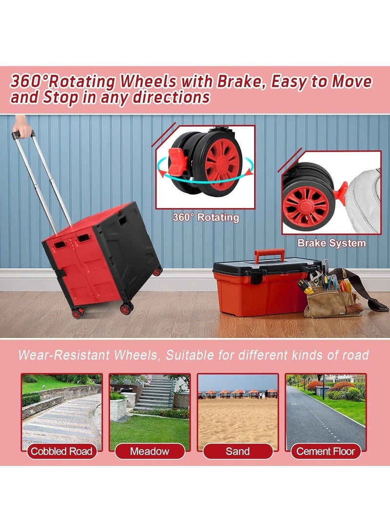 XICEN Portable Utility Cart with Lid, Collapsible Trolley Storage Suitcase, Folding Shopping Hand Cart Suit for Kitchen Office Camping Shopping Travel Moving - Image 5