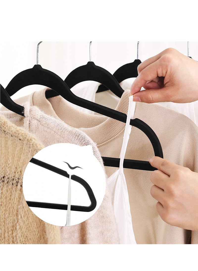 TYCOM Non Slip Velvet Hangers Suit Hangers 50 Pack Ultra Thin Space Saving 360 Degree Swivel Hook Clothes Hangers Hold Up to 10 Lbs for Coats Jackets Pants Dress Clothe 50p Black.  - Image 5
