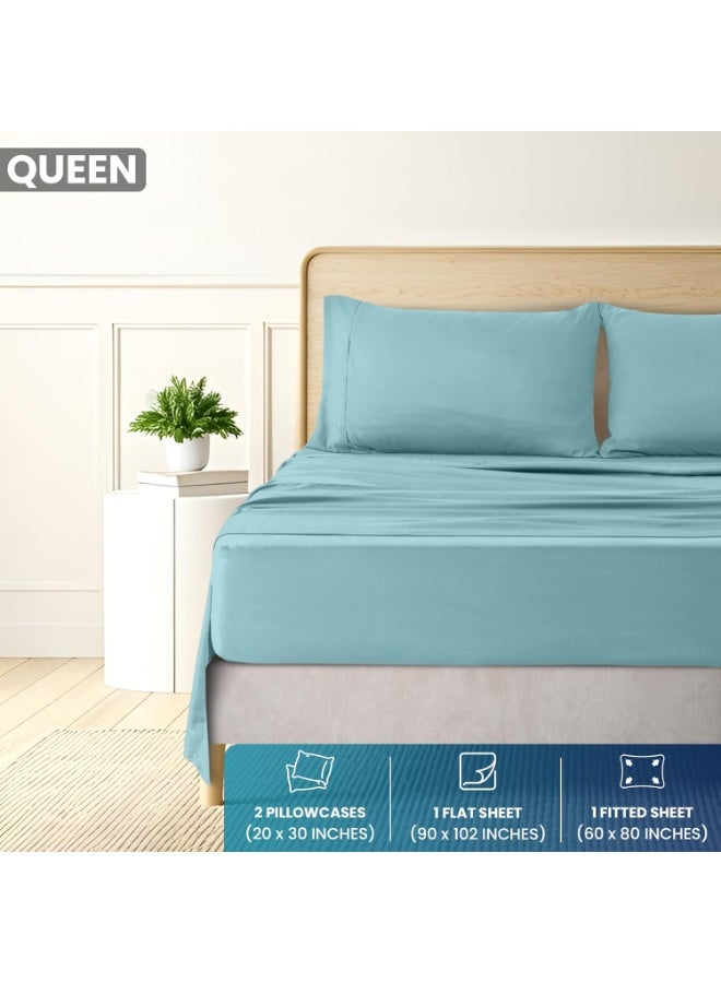 Utopia Bedding Queen Sheet Set - Brushed Microfiber - Soft Bed Sheets for Queen Size Bed Set - Includes 1 Fitted, 1 Flat, & 2 Pillow Cases - Deep Pocket (Spa Blue) - Image 2