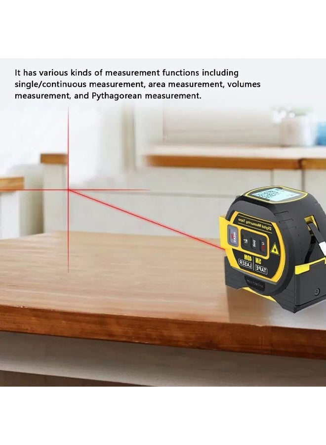 SHANDS 3-in-1 Laser Distance Meter with Digital Display,100 Metre Laser Measuring Distance, High Precision Infrared Laser, Steel Tape Measure & Corrosion Line Laser for Construction, DIY, Home Improvement, Laser Measuring Tool, Construction Equipment, Sleek Device, Durable Construction, Laser Distance Measure, Laser Measure Tape, Laser Tape Measure, Laser Measurer, Digital Laser Tape Measure, Tape Measure, Laser, Construction Laser Level, General Tool, Construction Tape Measure - Image 4