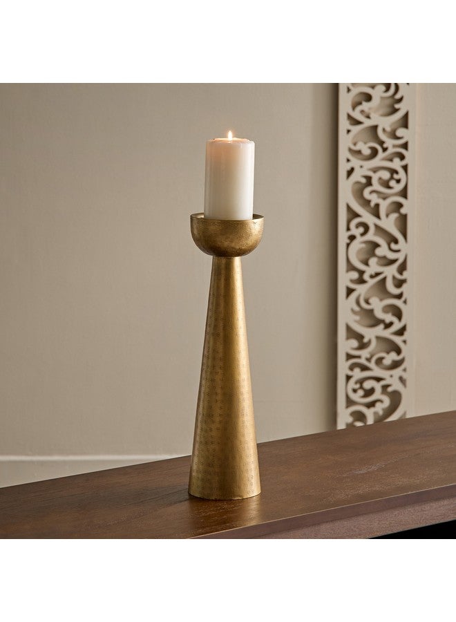 Home Box Arizona Metal Hammered Conical Pillar Candleholder 11 x 11 x 43.5 cm - Image 1