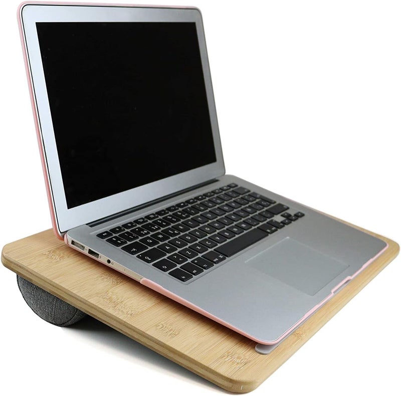PEPE Mobility - Laptop Stand for Bed and Sofa, Bamboo Lap Tray, Soft Laptop Tray with Cushion, Lapdesk for Laptop, Laptop Cushion Tray for Lap, Padded Laptop Stand Wood - Image 1