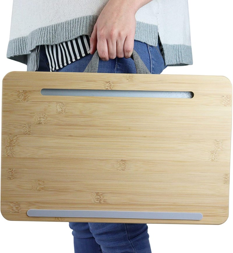 PEPE Mobility - Laptop Stand for Bed and Sofa, Bamboo Lap Tray, Soft Laptop Tray with Cushion, Lapdesk for Laptop, Laptop Cushion Tray for Lap, Padded Laptop Stand Wood - Image 3
