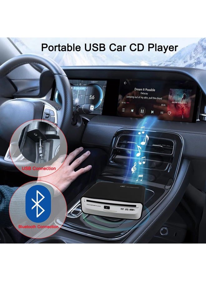 OAUW Portable CD Player for Car with Bluetooth and USB Connection,USB External Universal Cars CD Player for Car Audio Systems/TV/MacBook pro/Laptops Desktops/Bluetooth Speaker with Plug and Play - Image 2