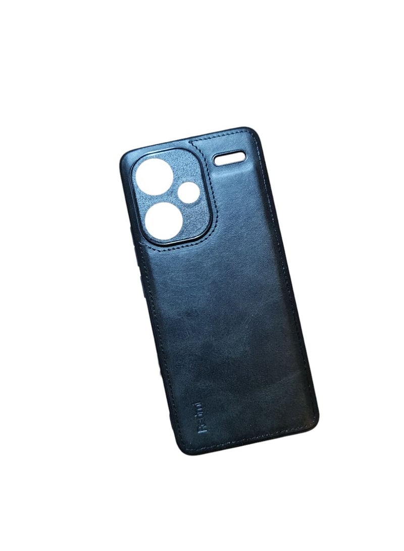 luxury leather Back case For Xiaomi redmi note 13 pro plus - black