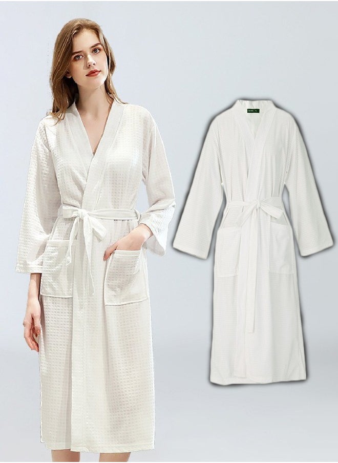 Generic - Women's Turkish Linen Waffle Kimono Robe - Ultra Soft & Quick Dry for Spa, Bath & Home Relaxation (White) Sizes M/XL/XXXL - Image 1