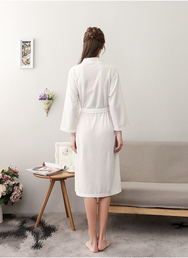 Generic - Women's Turkish Linen Waffle Kimono Robe - Ultra Soft & Quick Dry for Spa, Bath & Home Relaxation (White) Sizes M/XL/XXXL - Image 1