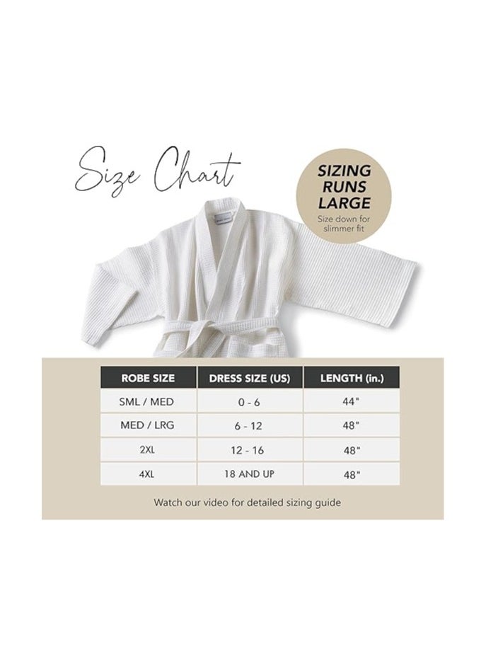 Generic - Women's Turkish Linen Waffle Kimono Robe - Ultra Soft & Quick Dry for Spa, Bath & Home Relaxation (White) Sizes M/XL/XXXL - Image 1