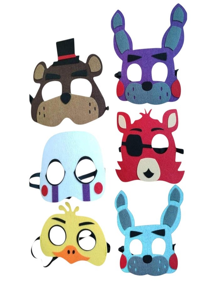 Krisah Kids Animal Face Masks Set, Non-Woven Fabric, Party Theme Dress Up, Soft Elastic Character Masks for Birthday Celebrations, 6 Pack (Standard, Cartoons) - Image 1