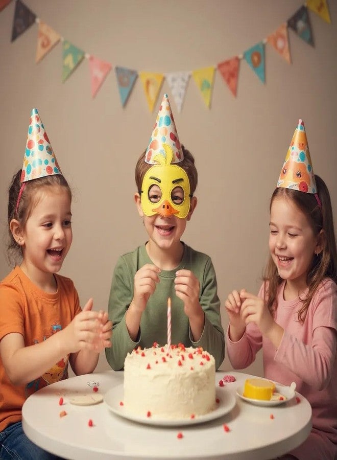 Krisah Kids Animal Face Masks Set, Non-Woven Fabric, Party Theme Dress Up, Soft Elastic Character Masks for Birthday Celebrations, 6 Pack (Standard, Cartoons) - Image 2