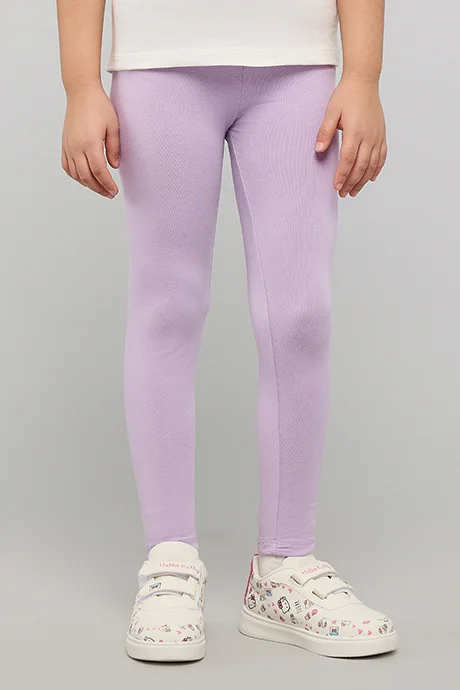 أر أند بي Solid Leggings with Elastic Waist