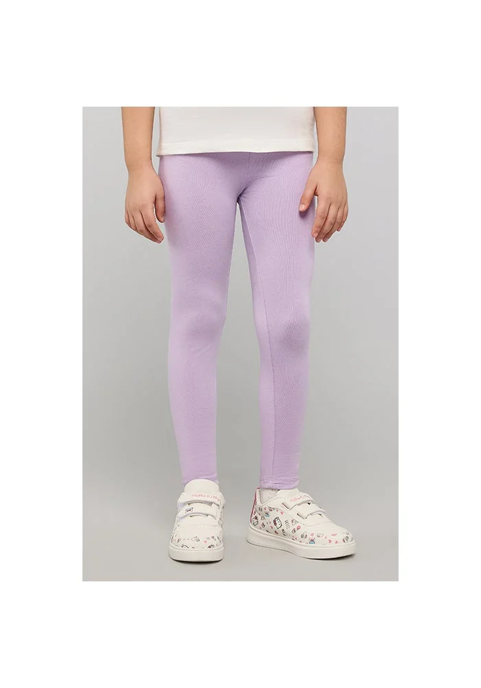 أر أند بي Solid Leggings with Elastic Waist
