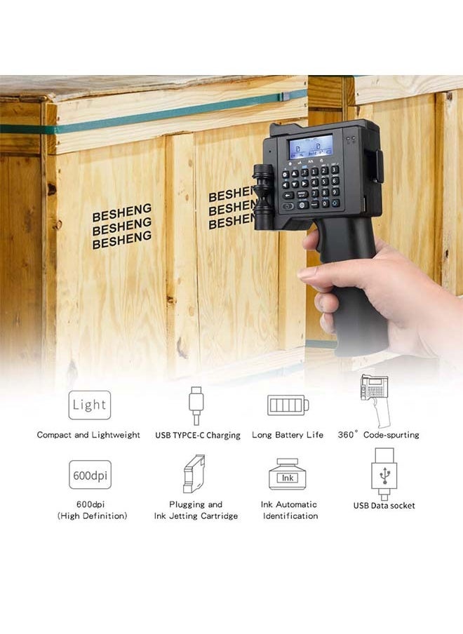 Generic - Handheld Printer, Portable Handheld Inkjet Printer with Quick-Drying Ink Cartridge, Handheld Mobile Inkjet Code Printer for Label/Production Date/Time/Barcode/QR Code/Logo etc - Image 1