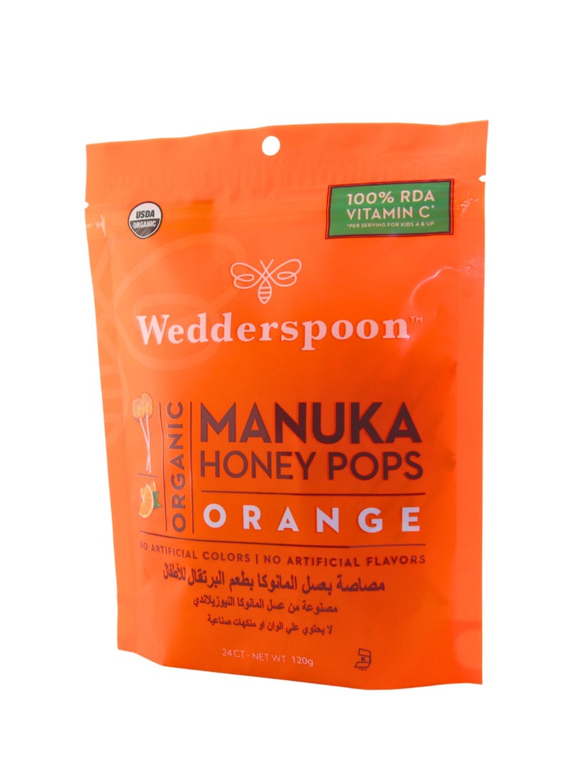 Wedderspoon MANUKA HONEY LOLIPOPS ORANGE 24 PC  - Image 1