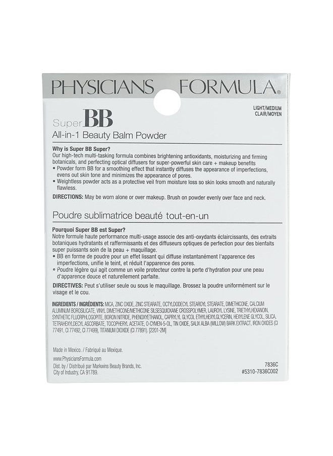 Physicians Formula - Super BB Cream All-in-1 Beauty Balm Powder SPF 30 Light/Medium | Dermatologist Tested, Clinicially Tested - Image 1