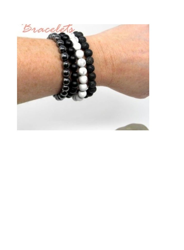 RA accessories Unisex Bracelets Made Of Stones, 4 Bracelets - Image 1