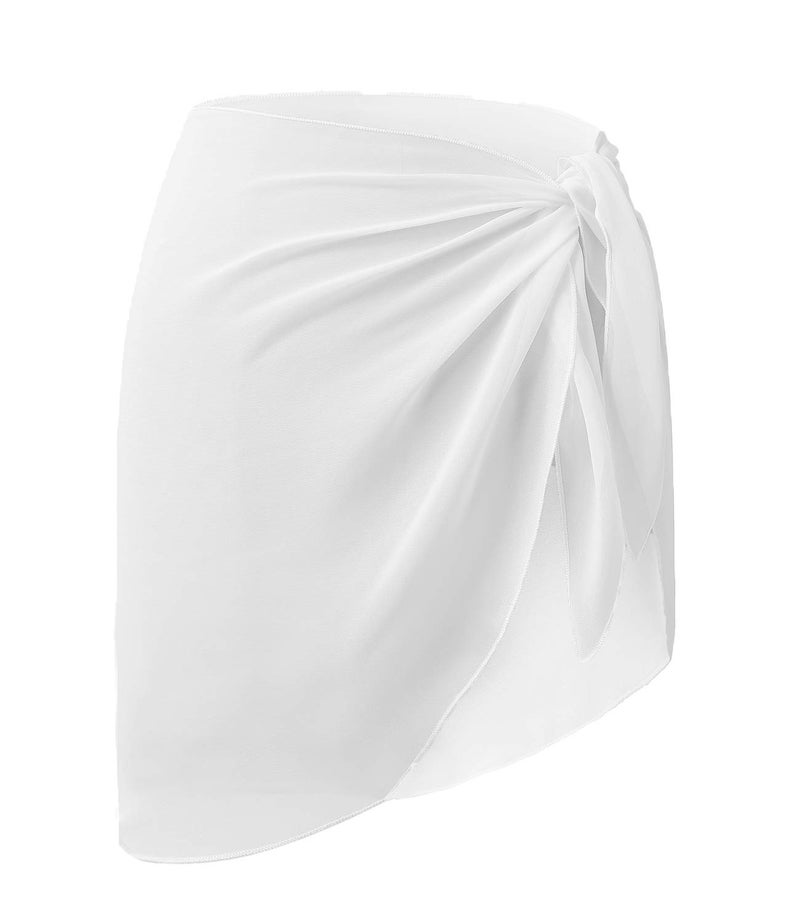LIENRIDY Womens Sarong Wrap Beach Swimsuit Cover up Swimwear White Short S-M - Image 1