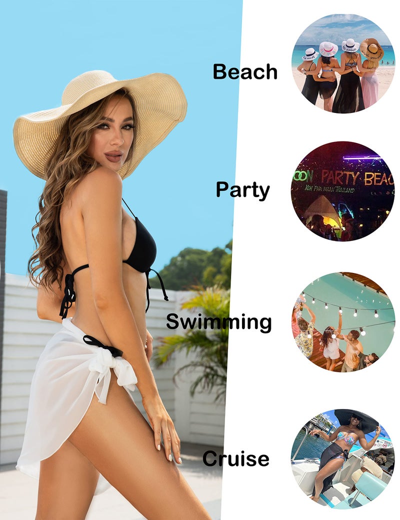 LIENRIDY Womens Sarong Wrap Beach Swimsuit Cover up Swimwear White Short S-M - Image 5