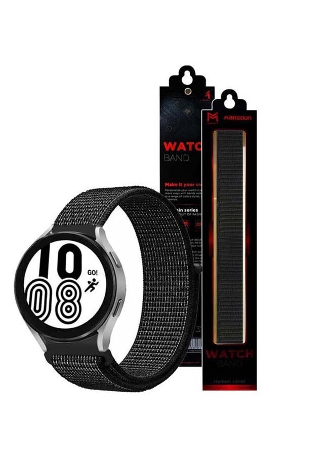 NIBEMINENT Replacement Nylon Sport Band 20mm for Samsung Galaxy Watch 4/4 Classic Summit Black - Image 2