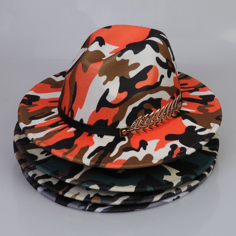 British Style Jazz Hat, Wool Graffiti Colorful Fedora With Belt, Wide-Brimmed Hat For Men And Women, Versatile Wide-Brimmed Hat - Image 2